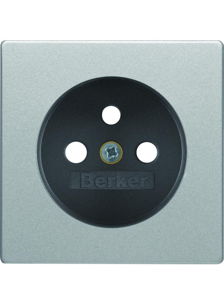 BERKER Q.x Płytka czołowa z przysłonami styków do gniazda z uziemieniem aluminium aksamit lakierowan