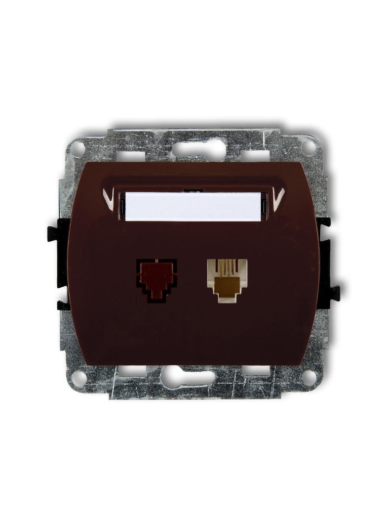 TREND Mechanizm gniazda telefonicznego pojedynczego 1xRJ11, 4-stykowy brązowy