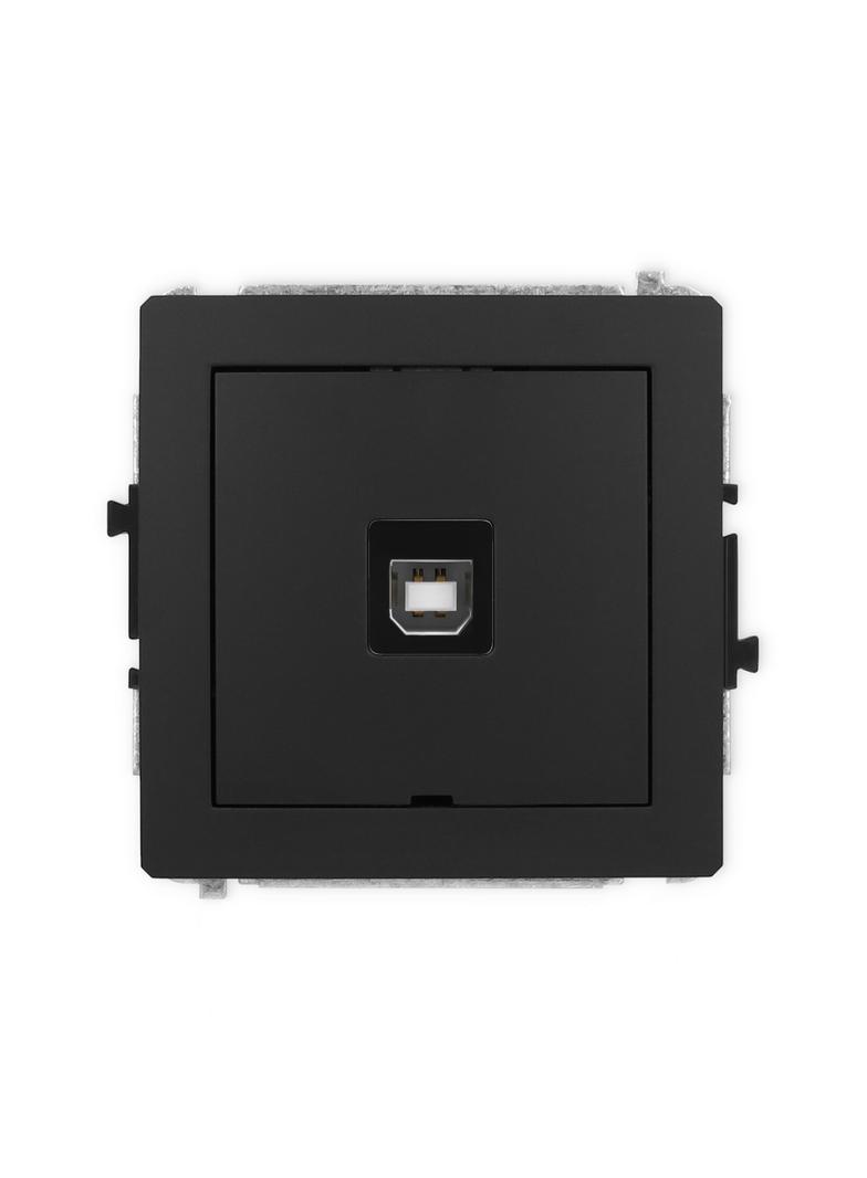 DECO Mechanizm gniazda pojedynczego USB A-B 2.0, bez pola opisowego czarny mat