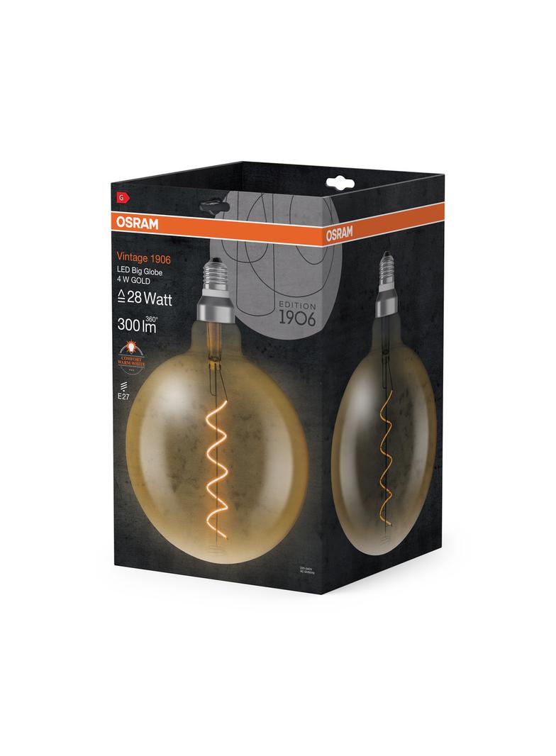 Lampa LED Vintage 1906 CL GLOBE200 Filament szkło przezroczyste GOLD 28 non-dim 5W 820 E27