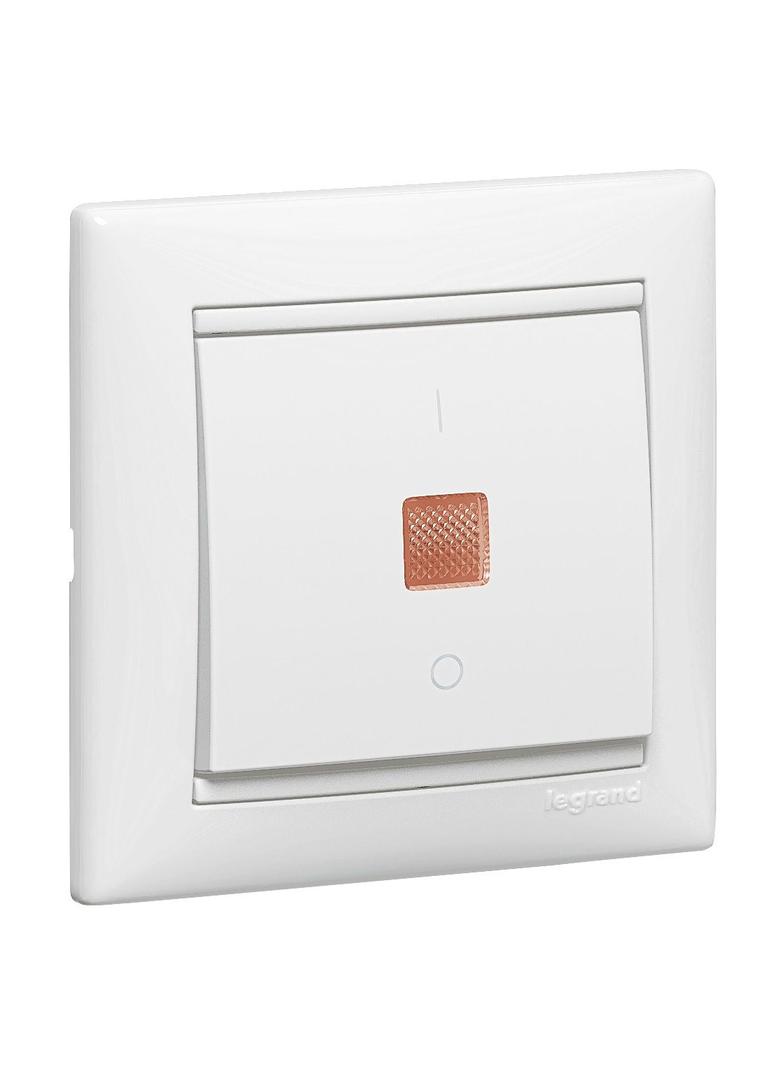 VALENA ŁĄCZNIK DWUBIEG 2P ZE WSKAŹNIKIEM PRZEPŁYWU PRĄDU BIAŁY 10AX-250~, Legrand