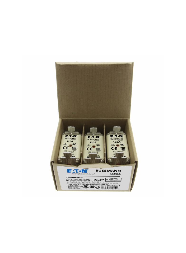 NH FUSE 125A 500V GG/GL SIZE 00 Wkładka NH00 125A 500V GL/GG podwójny wskaźnik 125NHG00B EATON