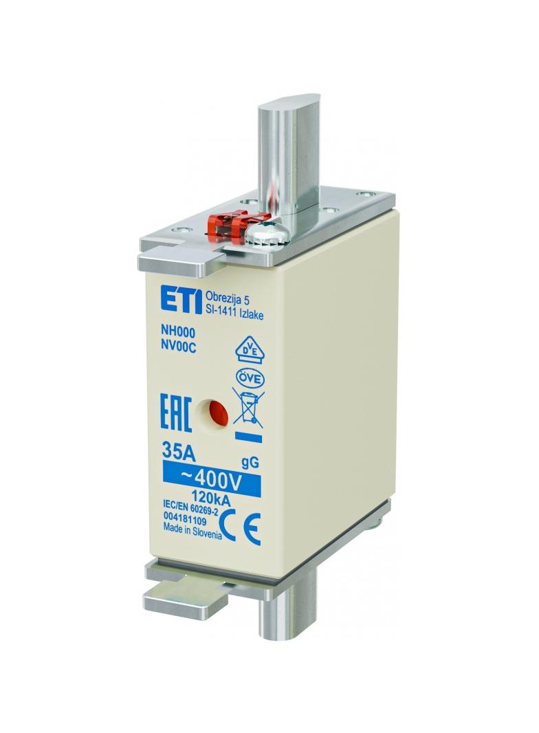 Wkładka topikowa NH zwłoczna KOMBI NH000 WT-00C gG 35A 400V 004181109 ETI