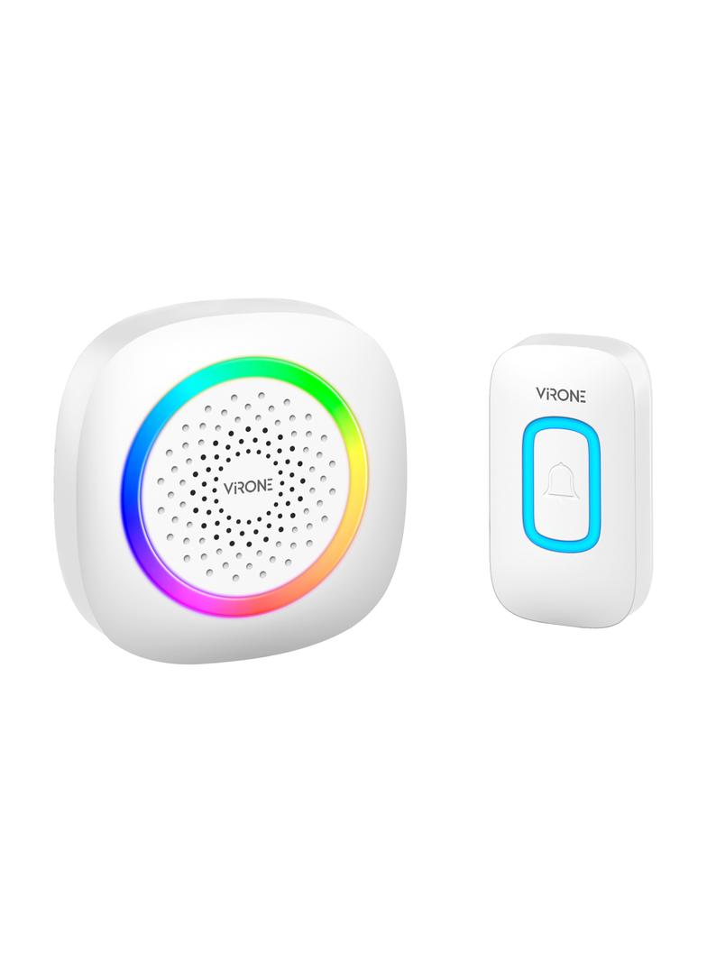 PELA AC, dzwonek bezprzewodowy sieciowy, learning system, 60 dźwięków, LED RGB, 300m, biały