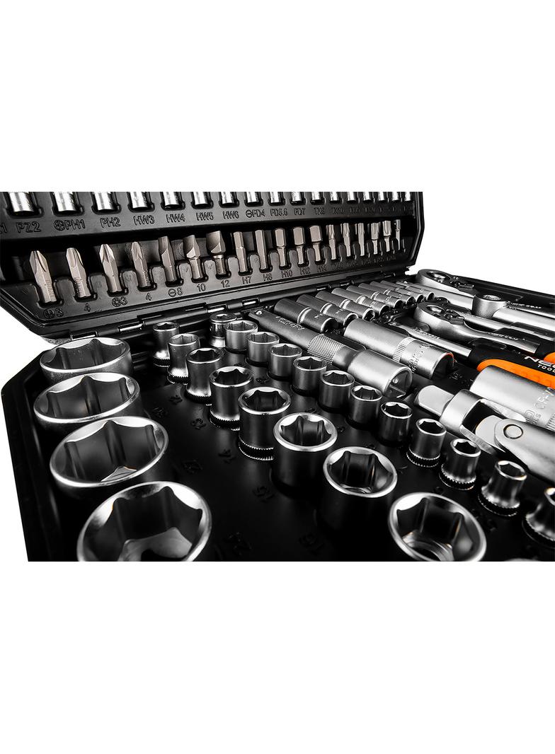 Zestaw kluczy 110 elementów 1/2",1/4", satynowy