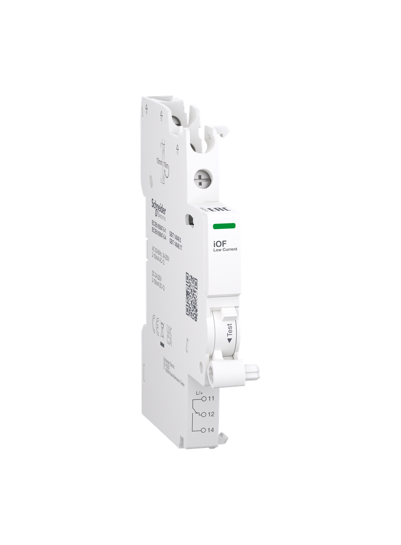 Styk pomocniczy, Acti9, iOF 2-100 mA, 1CO, do obwodów niskoprądowych, podłączenie od góry