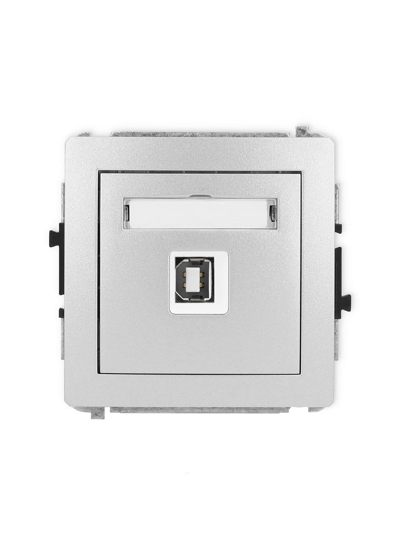 DECO Mechanizm gniazda pojedynczego USB A-B 2.0 srebrny metalik