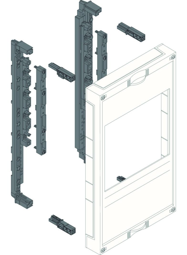 univers N Blok dla szyn zbiorczych poziomych 60mm 4/5-pol. 2xNH00 450x250mm UE31E2B HAGER