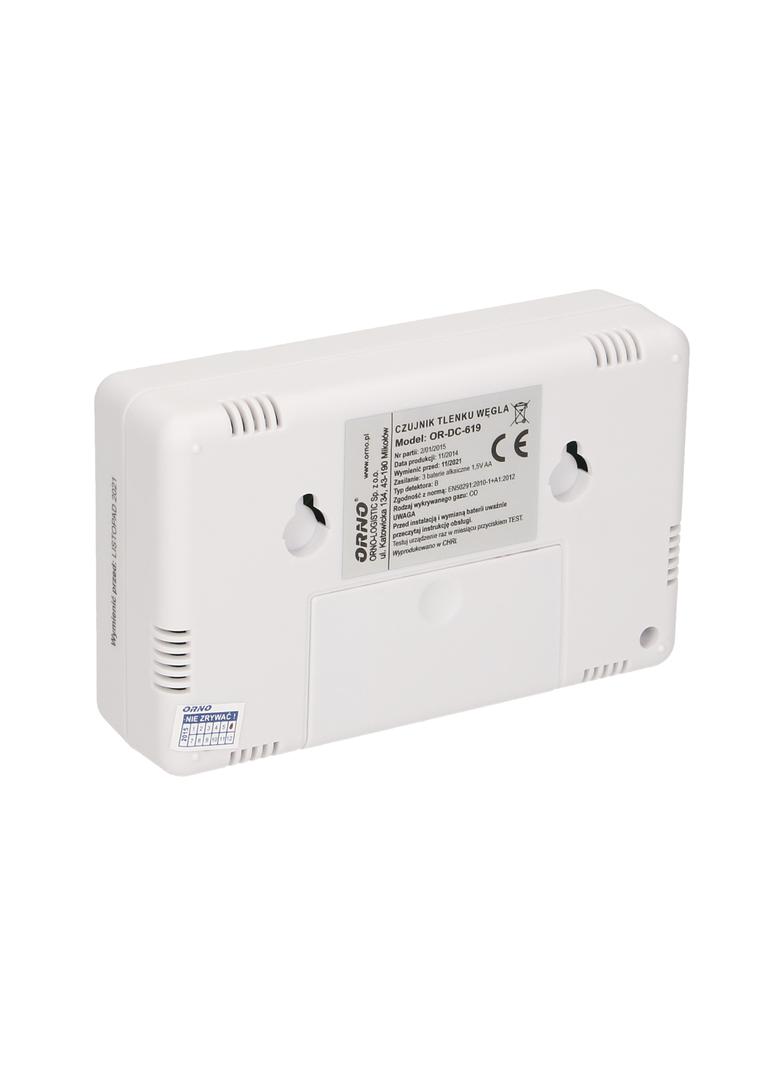 Bateryjny czujnik tlenku węgla (czadu) z wyświetlaczem prostokątny 3xAA OR-DC-619 ORNO