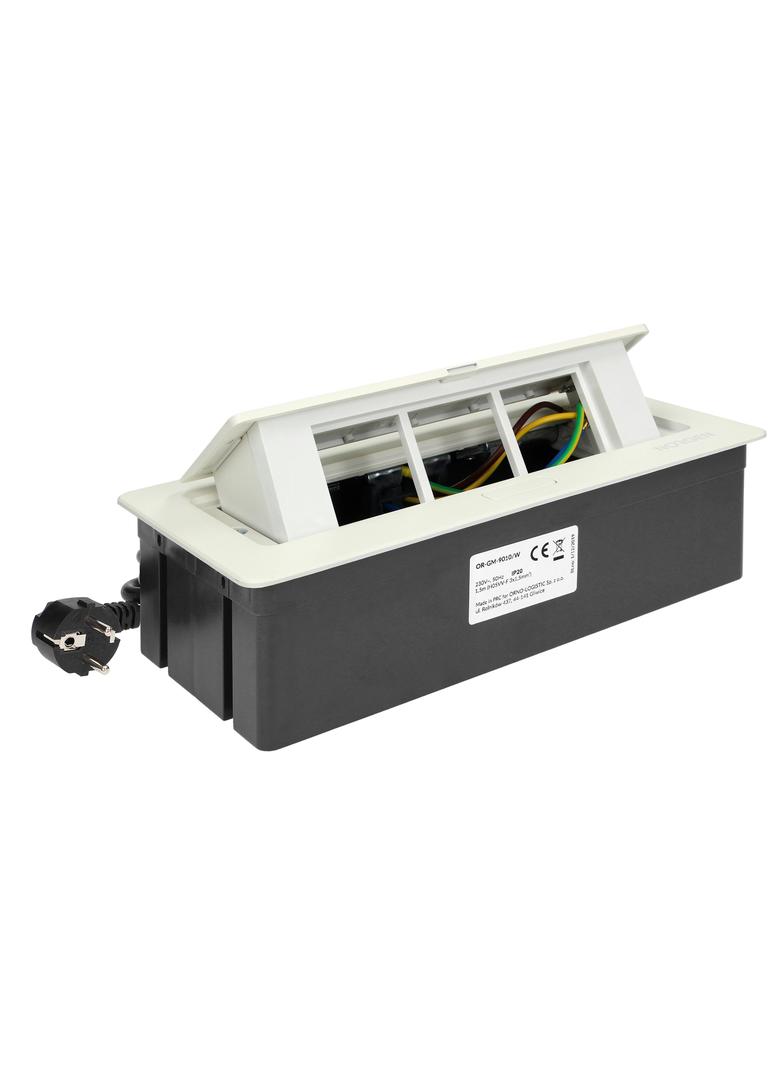 NOEN Kaseta meblowa wpuszczana w blat ze zintegrowaną ramką PCV na gniazda modułowe 3 x 45x45mm lub OR-GM-9010/W ORNO