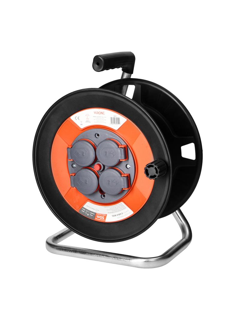 Bryzgoszczelny zwijak bębnowy IP44 4x2P+Z 16A 230V, H05VV-F 3x1,5mm2, 50m