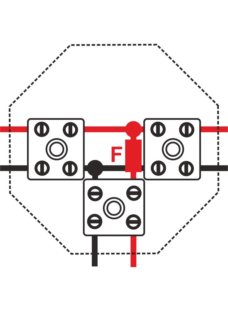 PIP-1AN B3x2x4 Puszka przeciwpożarowa, ośmiokątna, E90, z bezpiecznikiem 0,375A, 3x2x4 mm2, 123x115x