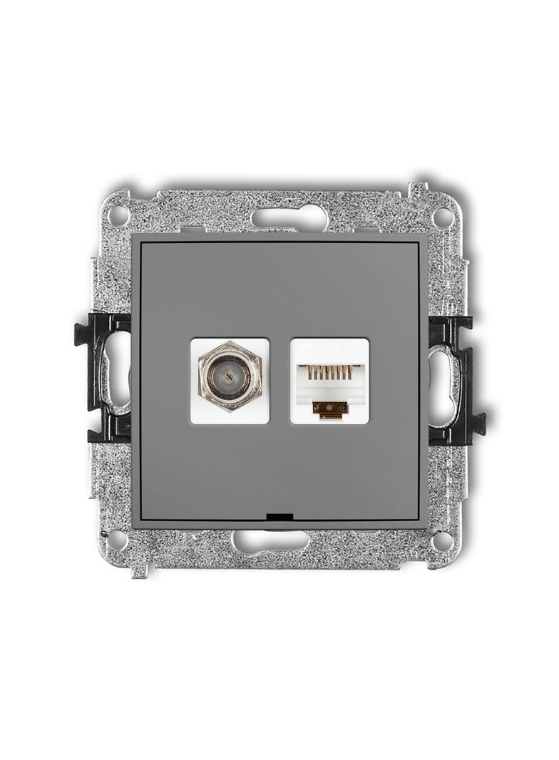 ICON Mechanizm gniazda antenowego poj. typu F (SAT) + gniazda komp. poj. 1xRJ45, kat. 5e, 8-stykowy,