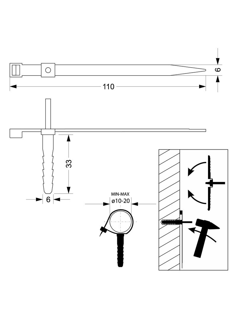 Uchwyt szybkiego montażu z kołkiem fi6 USMPK (50szt) 21.1 OPATÓWEK