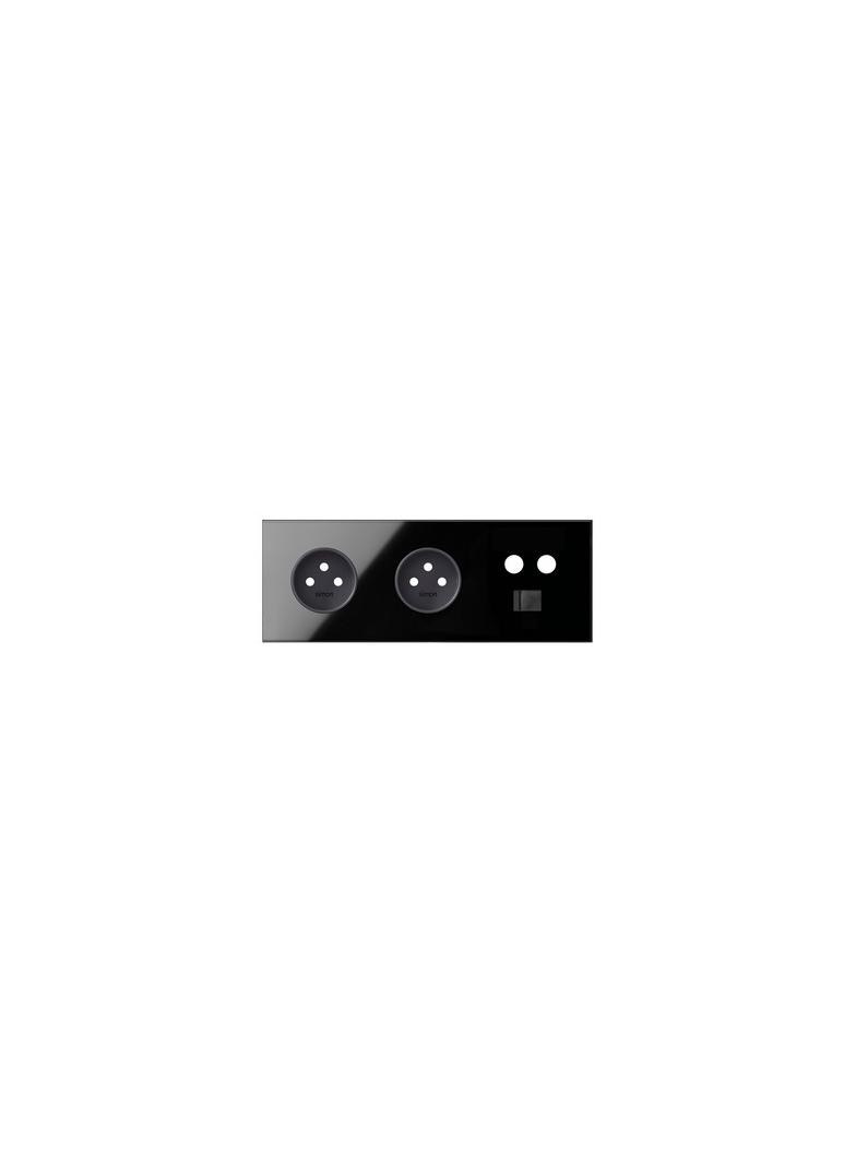 Simon 100 Panel 3-krotny: 2 gniazda + 1 TV + 1 RJ45 czarny 10020316-138 KONTAKT