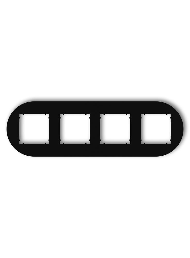 MINI Ramka uniwersalna poczwórna okrągła z tworzywa czarny mat