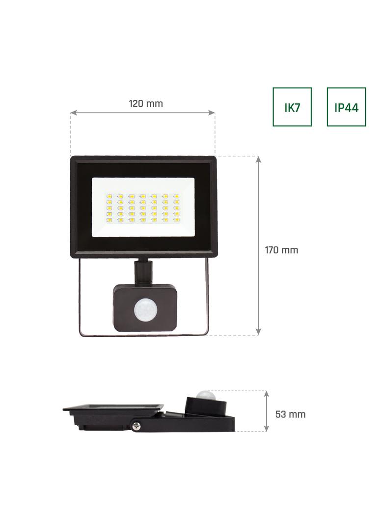 NOCTIS LUX 3 NAŚWIETLACZ 20W NW 230V IP44 120x170x53mm CZARNY czujnik ruchu PIR