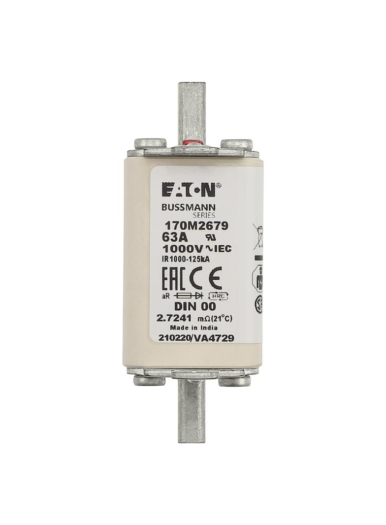 63A 1000V aR DIN 00 TYPE T FUSE Wkładka szybka 63A AC 1000V DIN 00 aR DIN IEC nieizolowane 170M2679