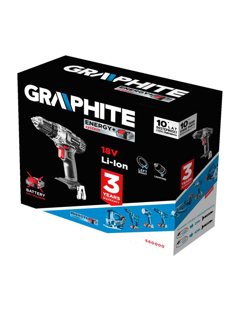 Wiertarko-wkrętarka akumulatorowa Energy+ 18V, Li-Ion, uchwyt 10 mm, bez akumulatora