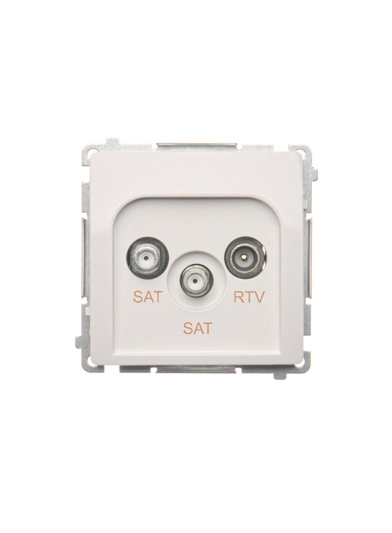 Simon Basic Gniazdo antenowe satelitarne podwójne końcowe SAT-SAT-RTV . 2xwejście: SAT: 5–2400 MHz RTV: 5–862 MHz biały BMZAR+SAT3.1-P2.01/11 KONTAKT