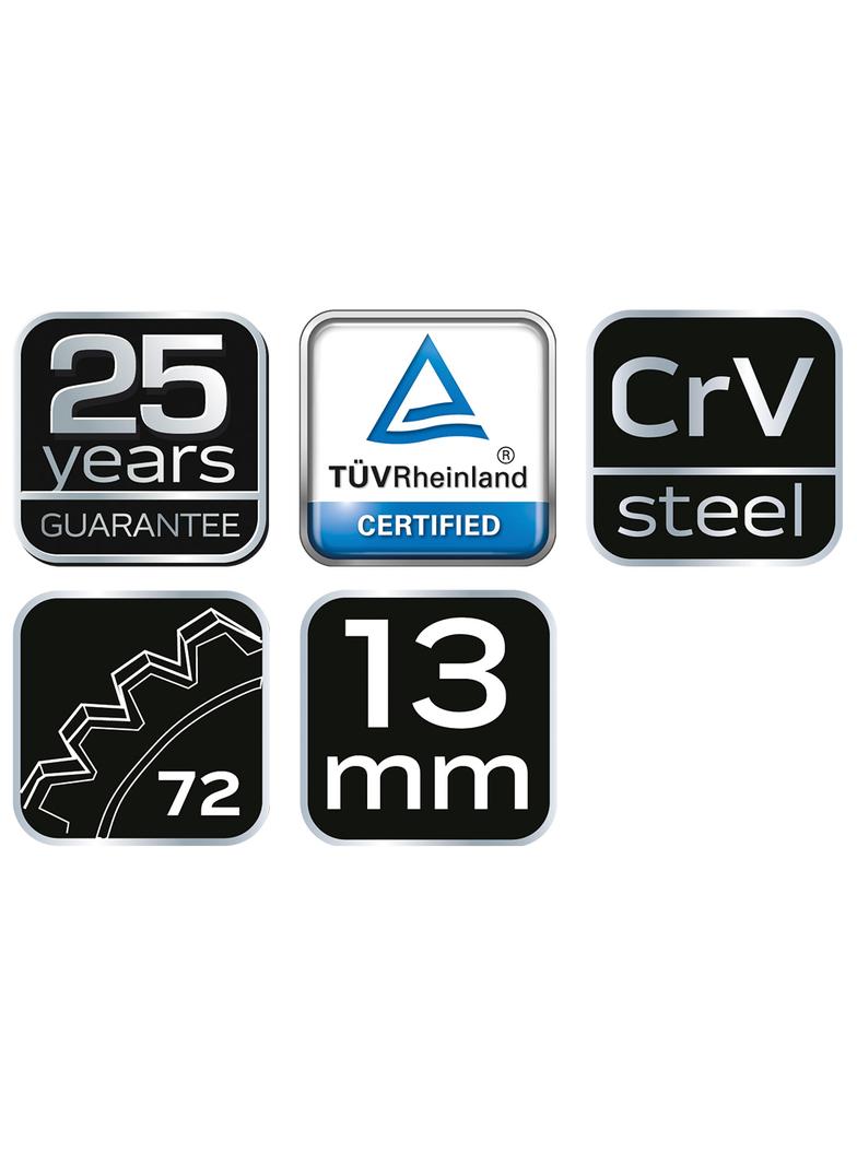 Klucz płasko-oczkowy z grzechotką, 13 mm