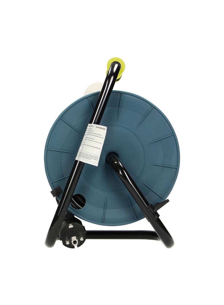 Przedłużacz bębnowy MINI, 4 gniazda 2P+Z (Schuko), metalowy stojak, polwinit H05VV-F 3x1mm2 , długość 15m, limonkowy OR-AE-1339/L(GS) ORNO