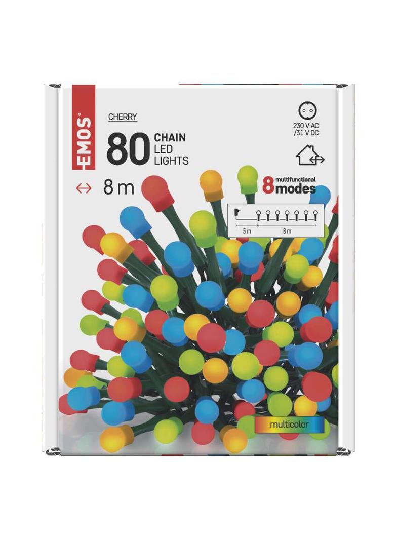 Lampki choinkowe kulki 80 LED 8m multikolor 8 programów IP44 D5AM05 EMOS