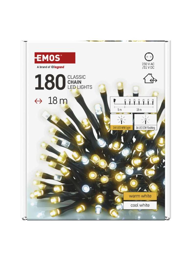 Migające światełka lampki choinkowe ciepłe/zimne led 180LED 18m CLASSIC D4AN03 EMOS