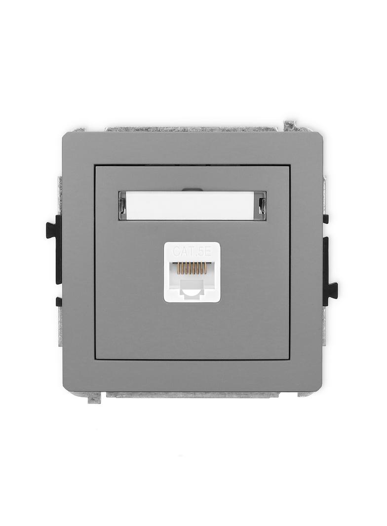 DECO Mechanizm gniazda komputerowego pojedynczego 1xRJ45, kat. 5e, 8-stykowy szary mat