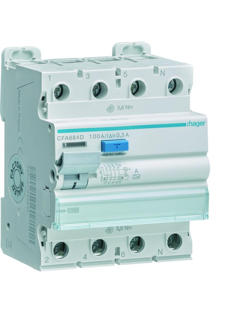 RCCB Wyłącznik różnicowoprądowy 3P+N 100A 300mA 10kA A