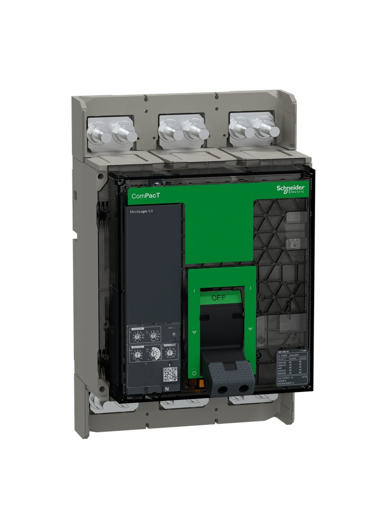 Wyłącznik, ComPacT NS1250N, 50kA przy 415VAC, 3P, stacjonarny, sterowanie ręczne, MicroLogic 5.0, 12