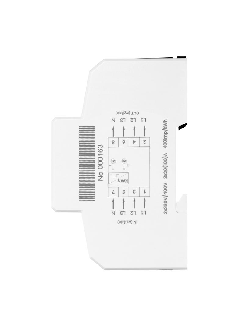 3-fazowy cyfrowy wskaźnik zużycia energii elektrycznej, 100A, 4 moduły, DIN TH-35mm