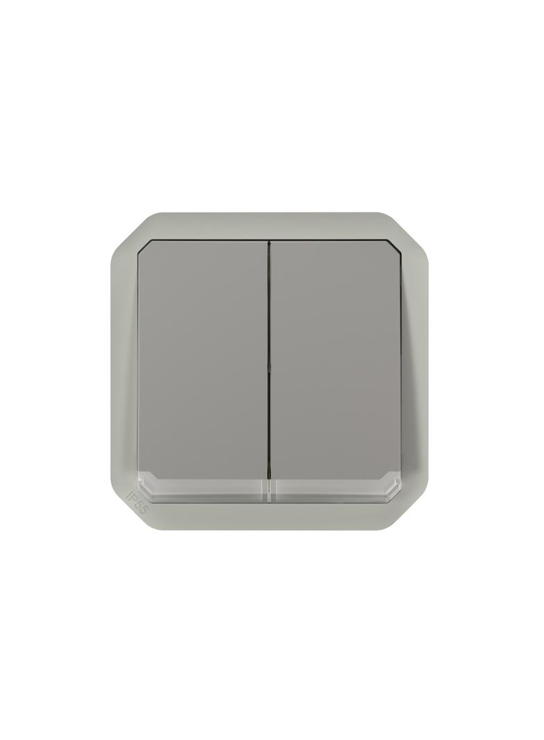 NOWE PLEXO - ŁĄCZ. PODWÓJNY/PRZY. PODWÓJNY Z PODŚWIETL. MECH. 10AX-250 V SZARY 069526L LEGRAND