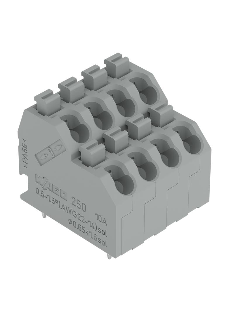 dwupiętrowa listwa zaciskowa 4-bieg. szara raster 5 mm