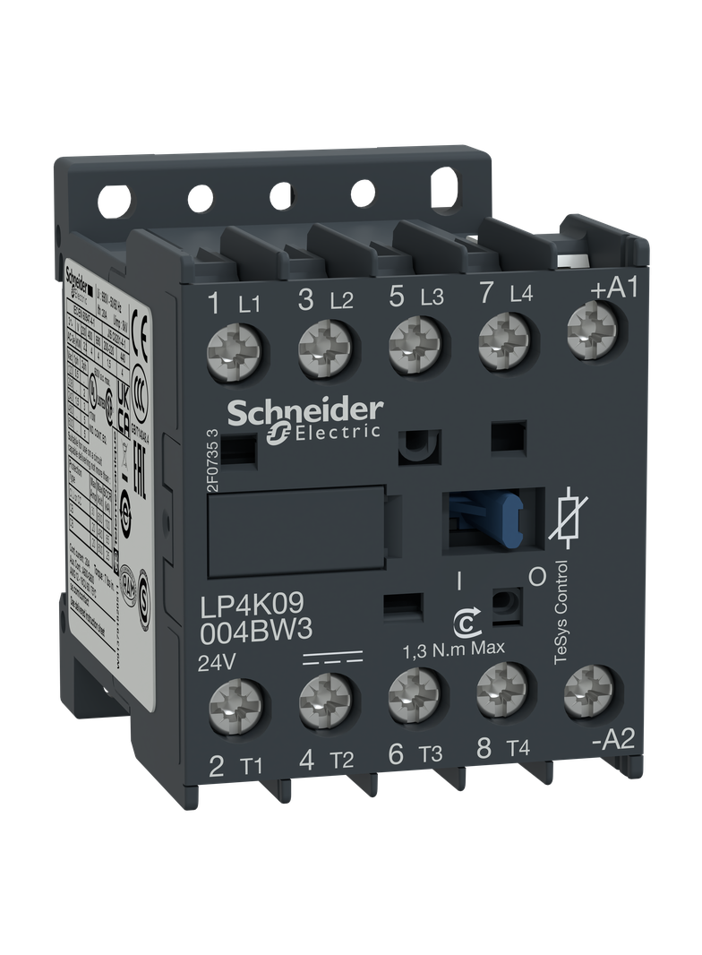 Stycznik mocy, TeSys K, 20A, 4P, 4NO, cewka 24VDC, zaciski skrzynkowe LP4K09004BW3