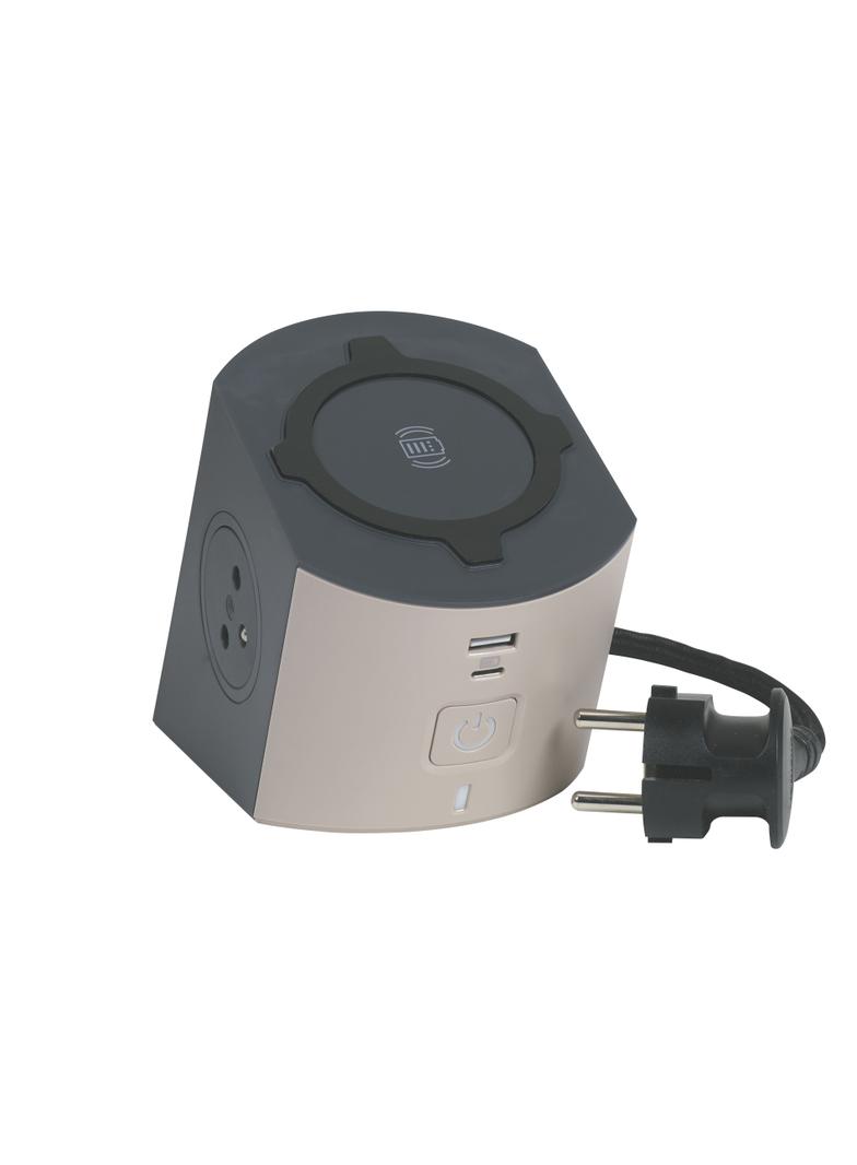 PRZEDŁUŻACZ - STACJA ŁADOWANIA: 2X2P+Z, USB A+C, ŁADOWARKA INDUKCYJNA, Z PRZEWODEM 2.0 METRA 1,5 MM2