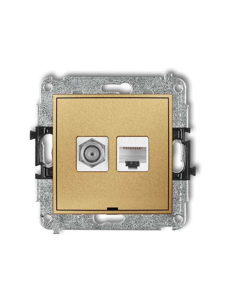 ICON Mechanizm gniazda antenowego poj. typu F (SAT) + gniazda komp. poj. 1xRJ45, kat. 6, 8-stykowy,