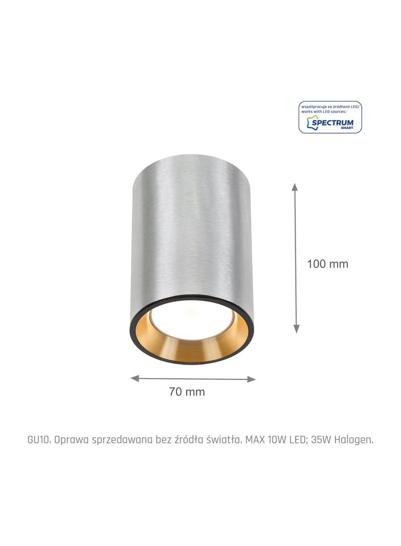 CHLOE MINI GU10 IP20 okrągłakorpus srebrny, środek złoty, obwódka czarna