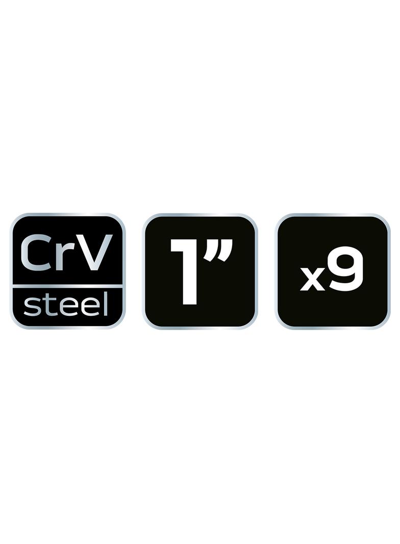 Nasadki udarowe 1", 27-50 mm, zestaw 9 szt.