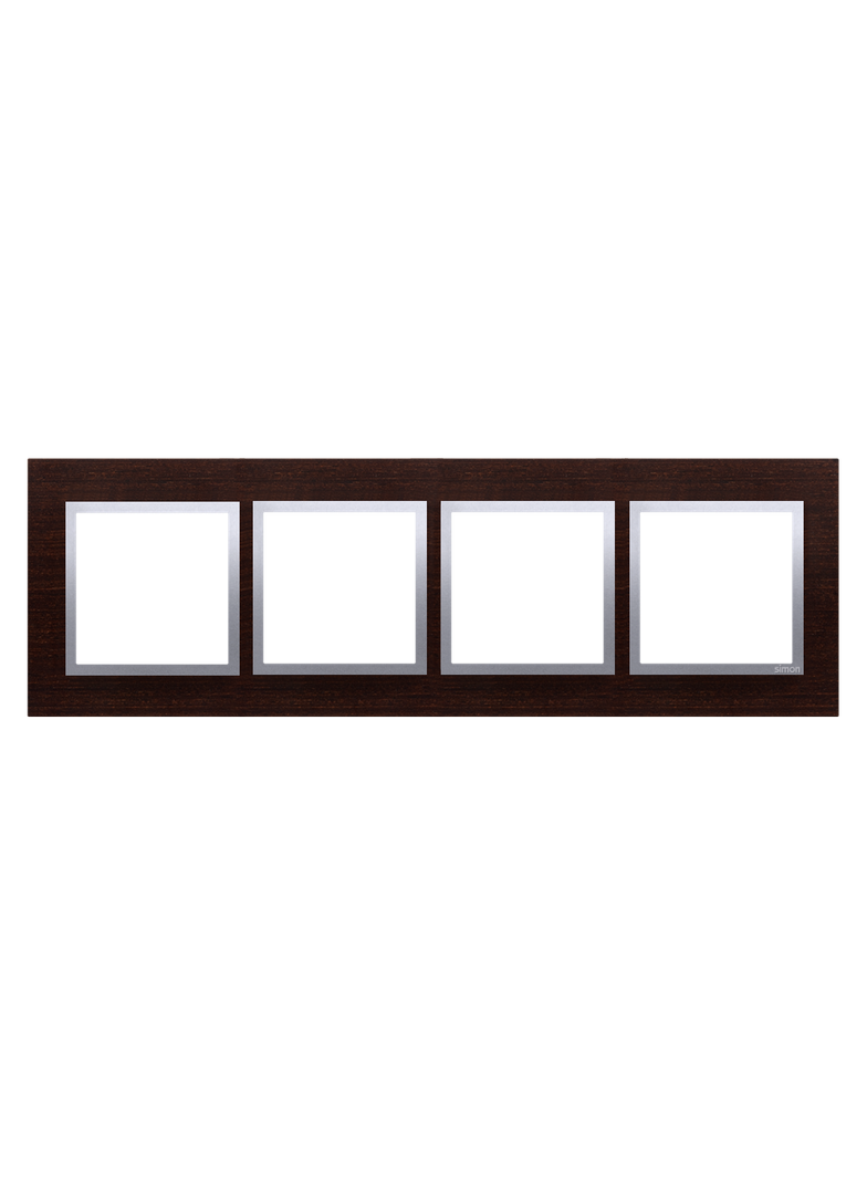 Simon 54 Nature Ramka 4-krotna Nature-Drewno SREBRNE WENGE IP20/IP44* (*IP44-należy zastosować zestaw uszczelek DUN4) DRN4/84 KONTAKT