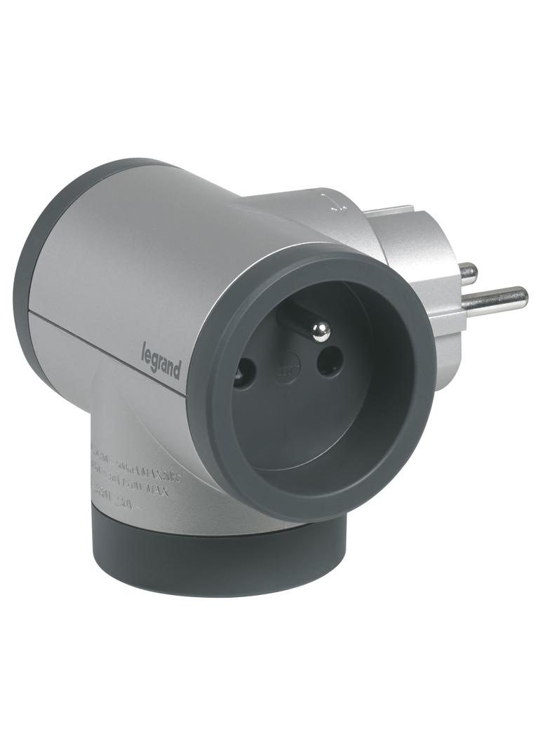 ROZGAŁĘŹNIK OBROTOWY 2X2P+Z, USB A+C - ALUMINIUM/GRAFITOWY, Legrand