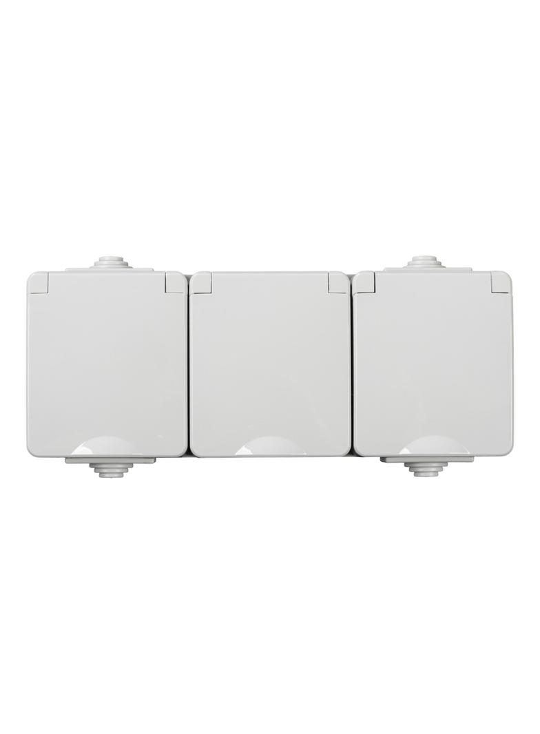 TEKNO IP65GR Gniazdo hermetyczne potrójne zasilające z ochroną styków IP65 biały 39225 KANLUX