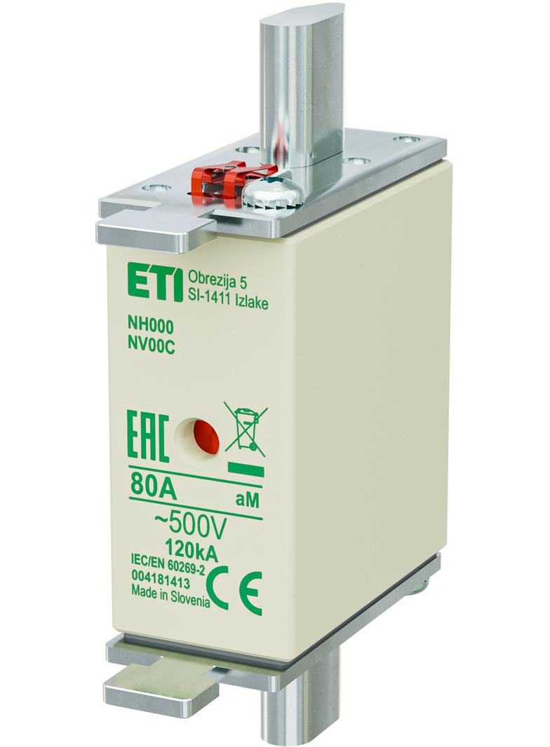 Wkładka topikowa NH silnikowa KOMBI NH000 WT-00C aM 80A 500V 004181413 ETI