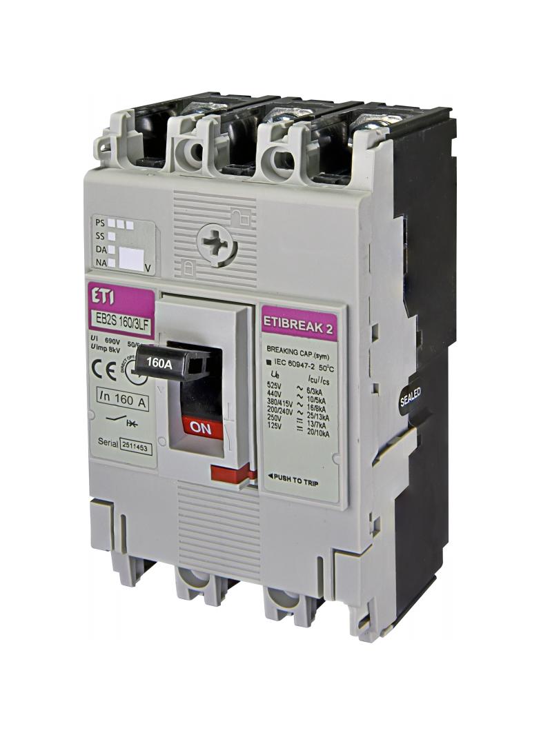 Wyłącznik mocy 3P 16kA wyzw. TM (bez regulacji) EB2S 160/3LF 160A 3P 004671811 ETI