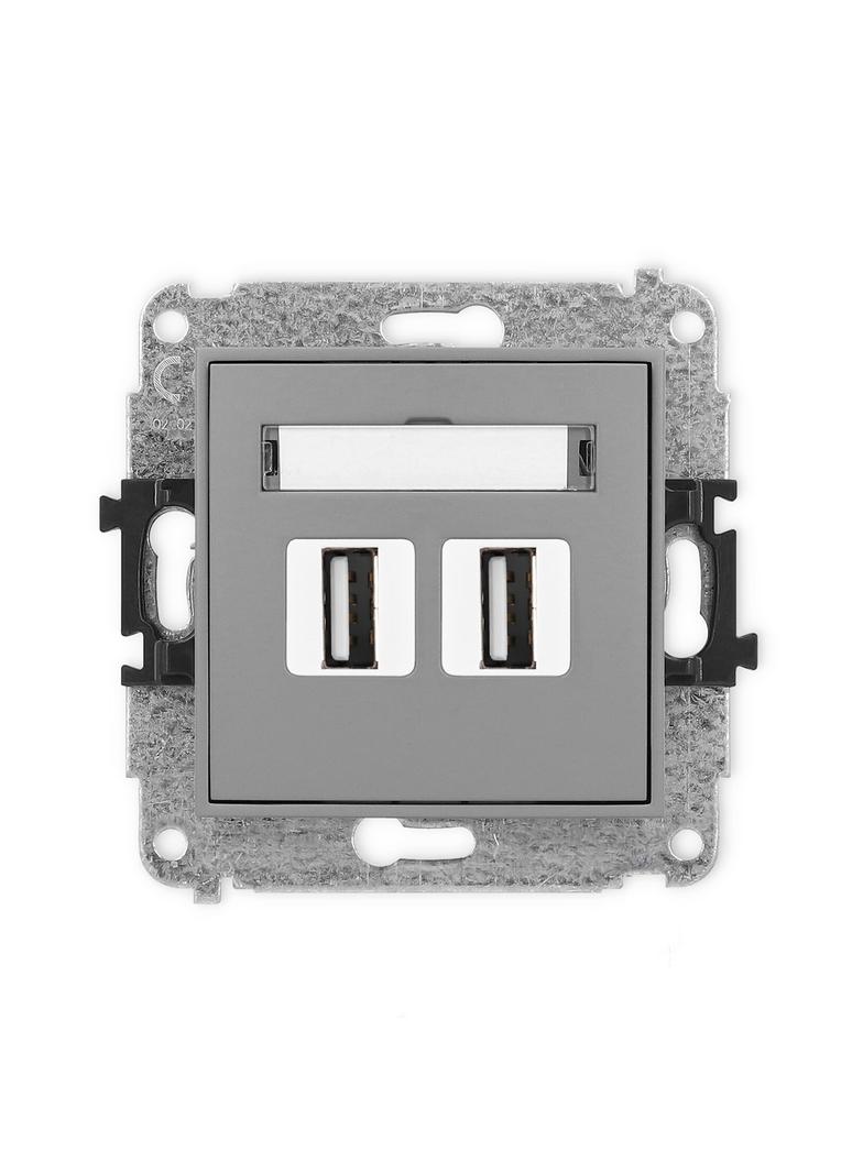 MINI Gniazdo podwójne 2xUSB A-A 2.0 szary mat 27MGUSB-2 KARLIK