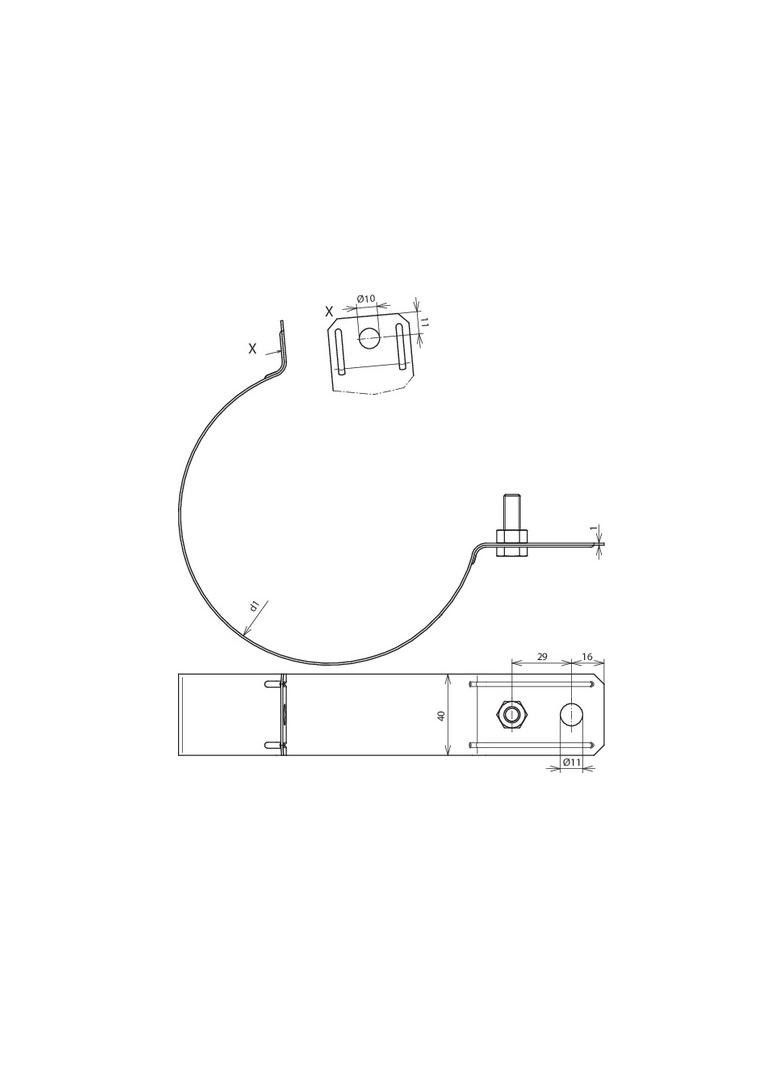 Obejma do rur spustowych 120 mm, St/tZn