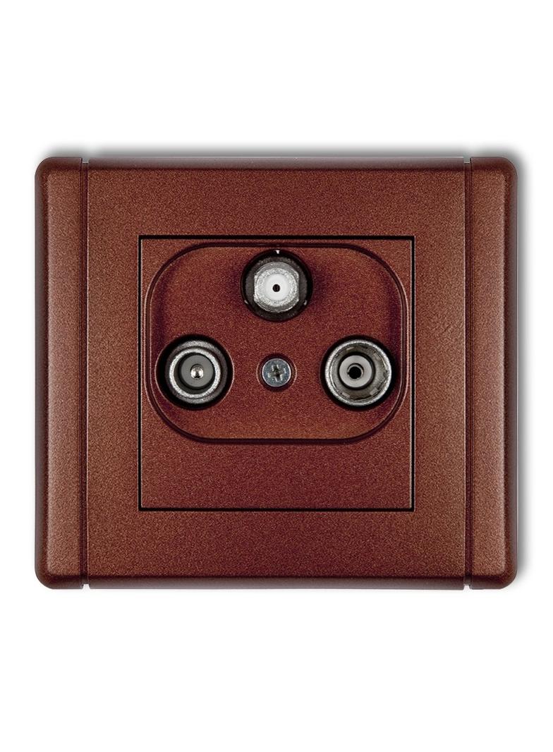 FLEXI Gniazdo abonenckie RTV-SAT końcowe (2 wejścia antenowe) brązowy metalik