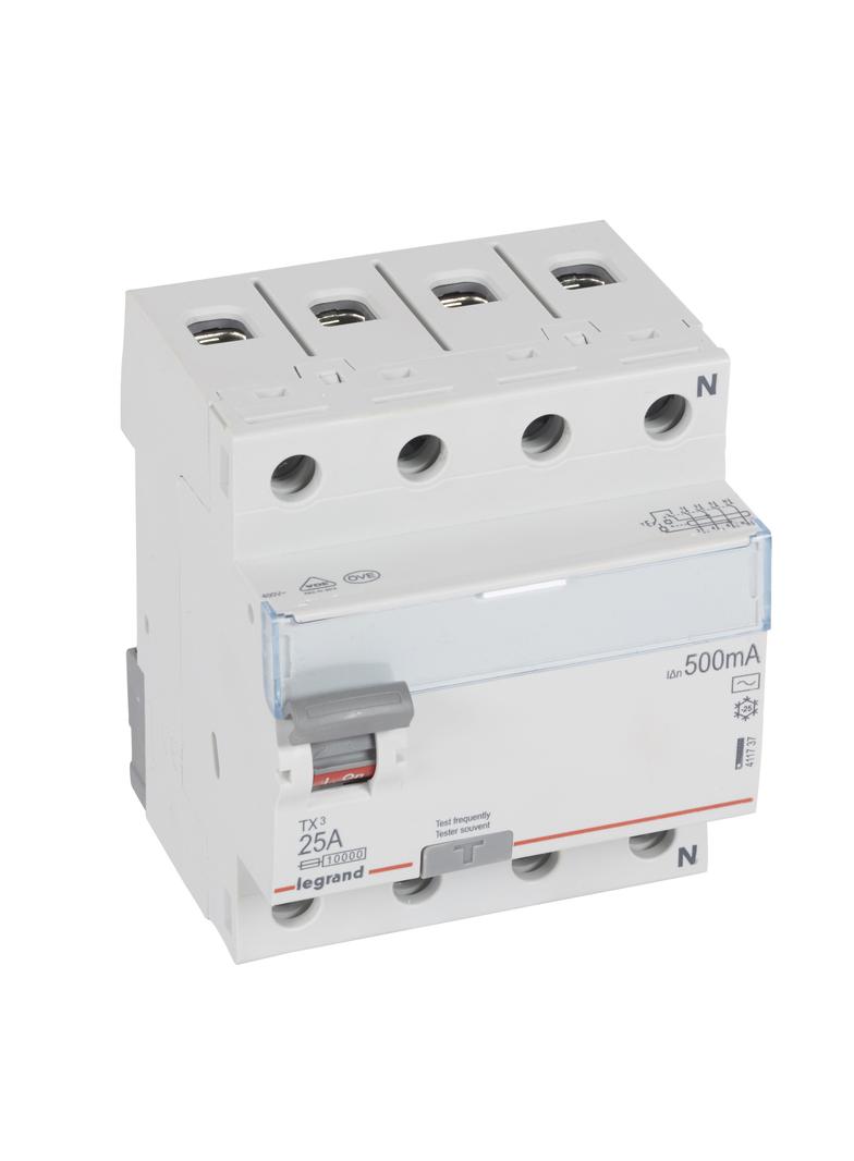 Wyłącznik Różnicowoprądowy P 304 4P 25A 500Ma Typ AC TX3 411737 LEGRAND