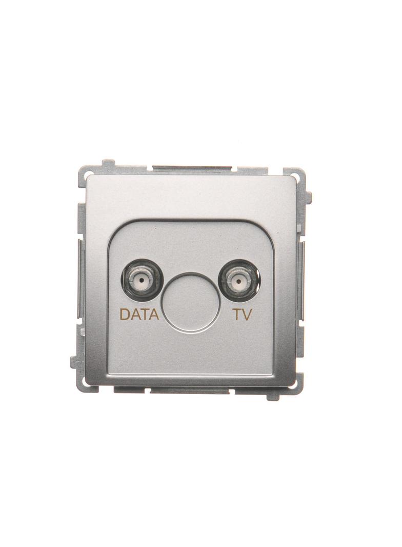 Simon Basic Gniazdo antenowe TV-DATA 1x wejście: 5–1000 MHz srebrny mat