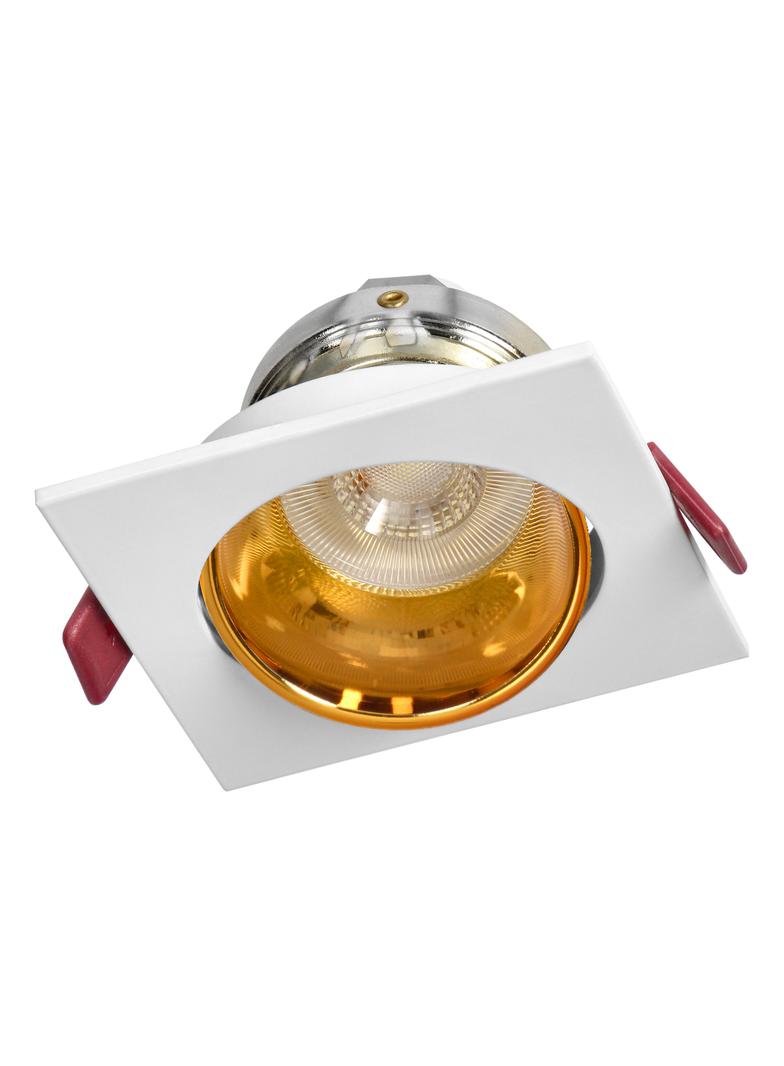 FONDI SC ramka dekoracyjna oprawy punktowej, MR16/GU10 max 50W, kwadrat, stała, aluminiowa, biało-zł AD-OD-6523/W-C ORNO